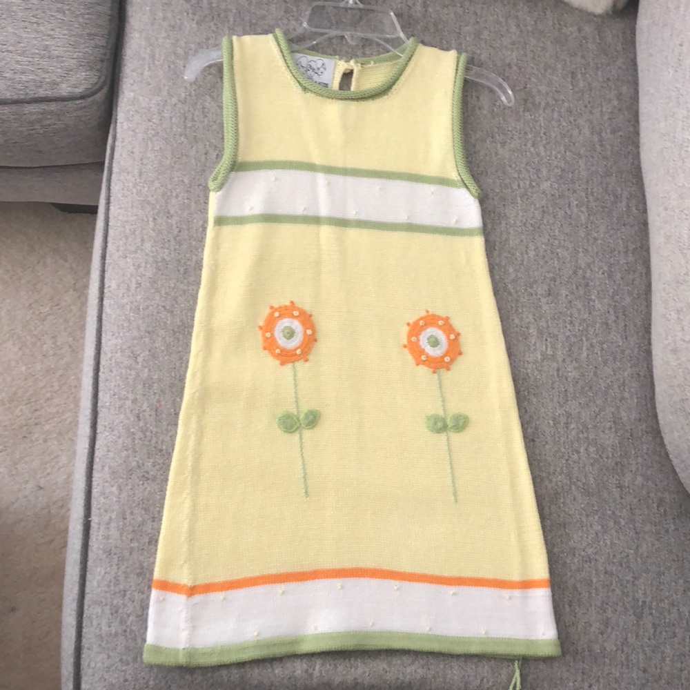 NWOT Zackali 4 kids yellow knit dress
